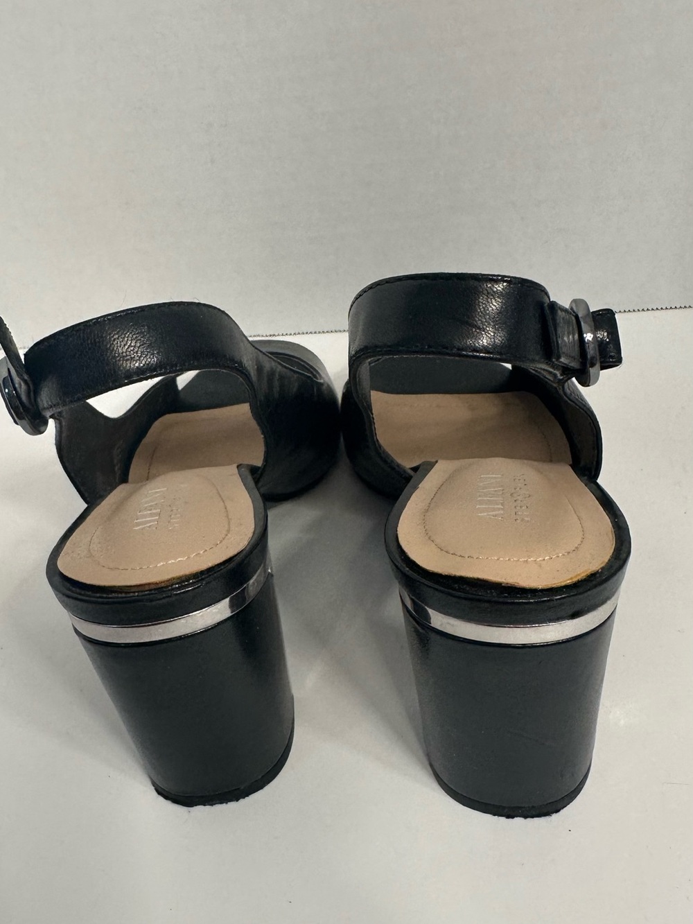 Alfani Black Leather Open-Toe Slingback Heels - Picture 3 of 10